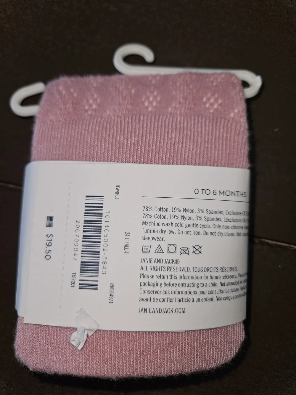 Janie and Jack Pink Knit Baby Tights with Pattern